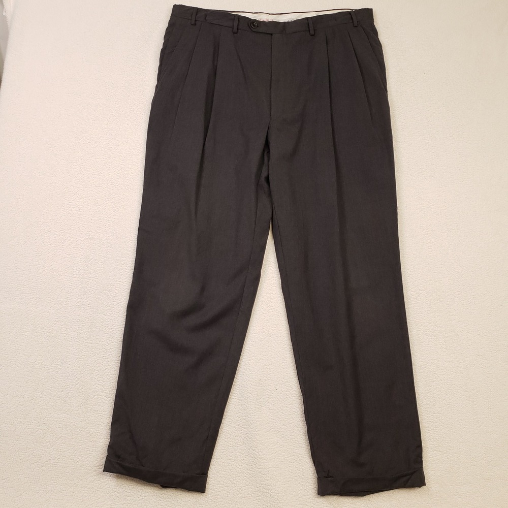 Canali Proposta Dress Pants Men 38 Gray Wool Pleated Cuffed Italy 79220 Trousers